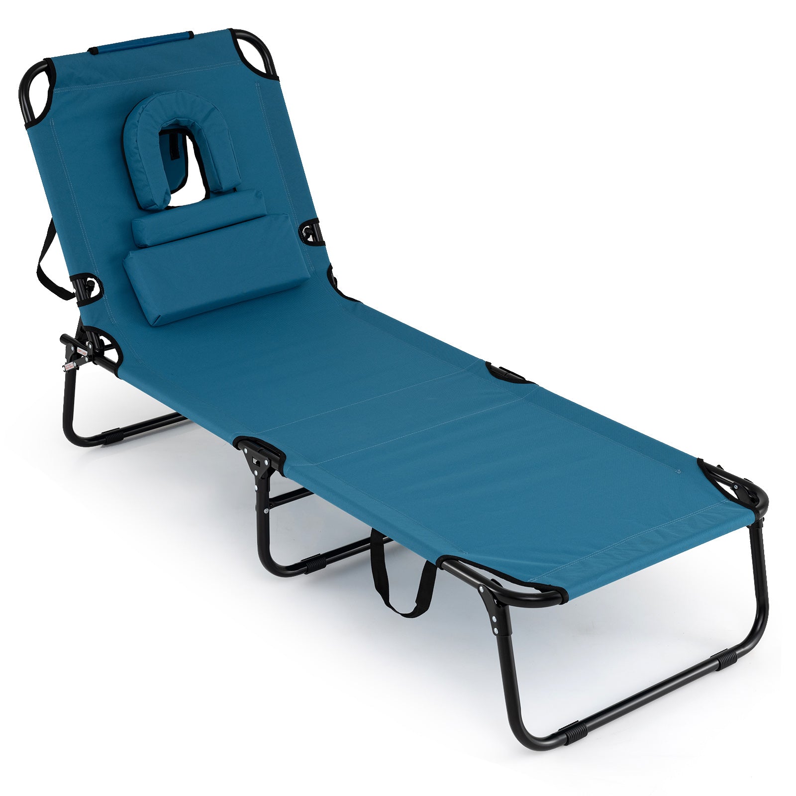 Folding Face Down Tanning Chair, Face Hole, 3 Removable Pillows, Blue Beach & Lawn Chairs at Gallery Canada