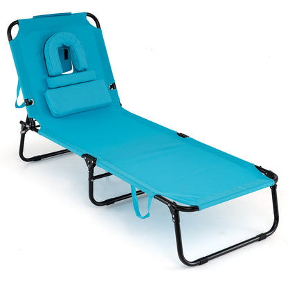 Folding Face Down Tanning Chair, Face Hole, 3 Removable Pillows, Turquoise Beach & Lawn Chairs Turquoise at Gallery Canada