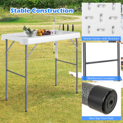 Folding Fish Cleaning Table With Rotatable Faucet