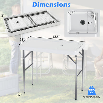 Folding Fish Cleaning Table With Rotatable Faucet