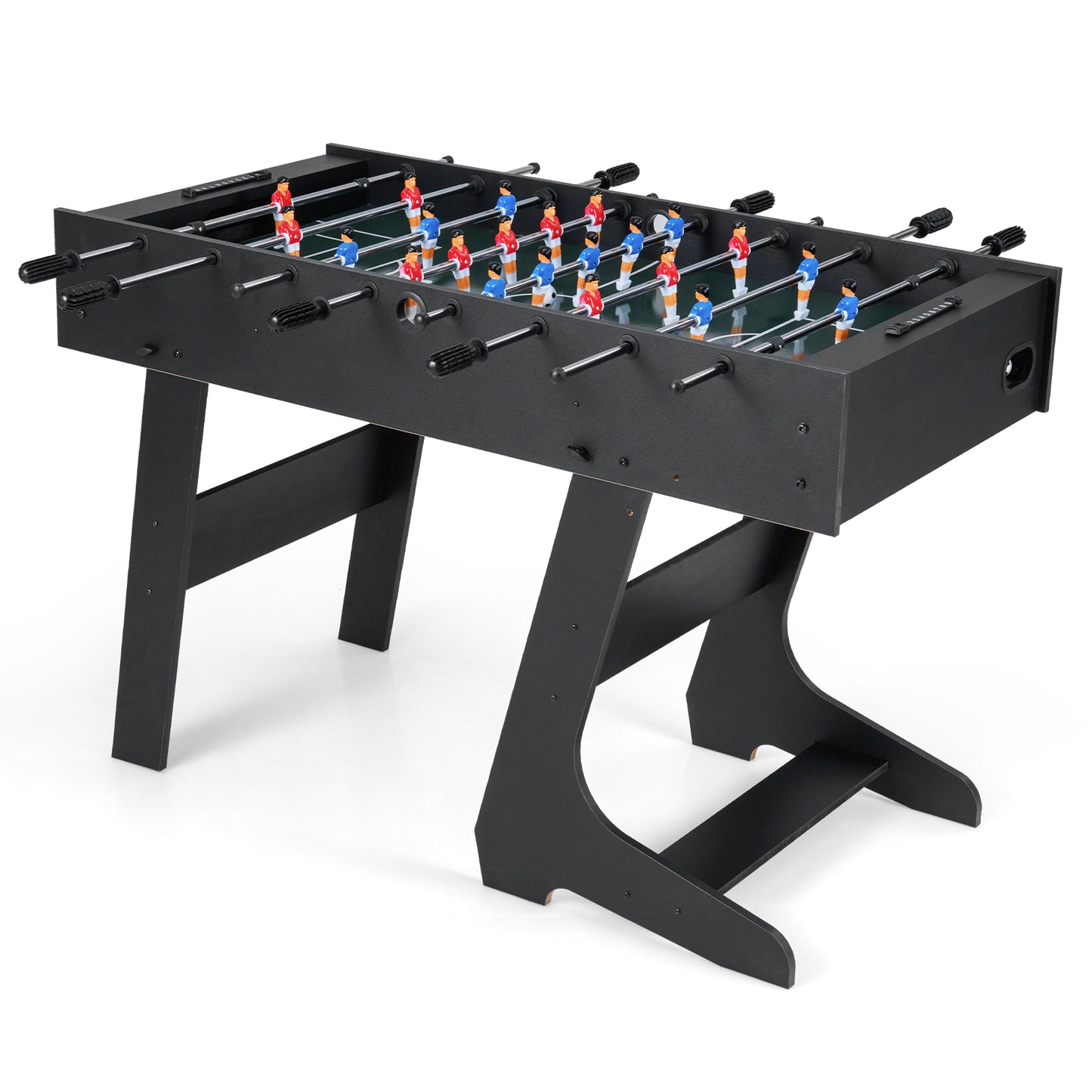 Folding Foosball Table with 22 Players and Slide Scorers Space-Saving Game Table, Black
