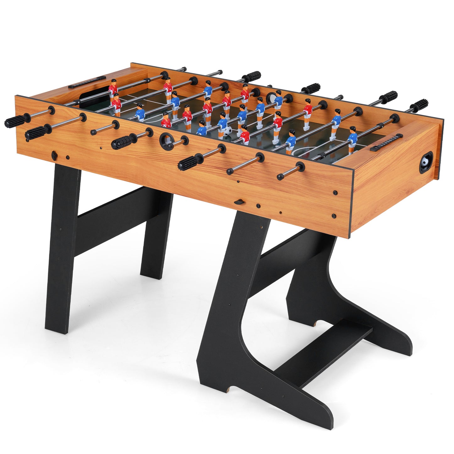 Folding Foosball Table with 22 Players and Slide Scorers Space-Saving Game Table, Natural