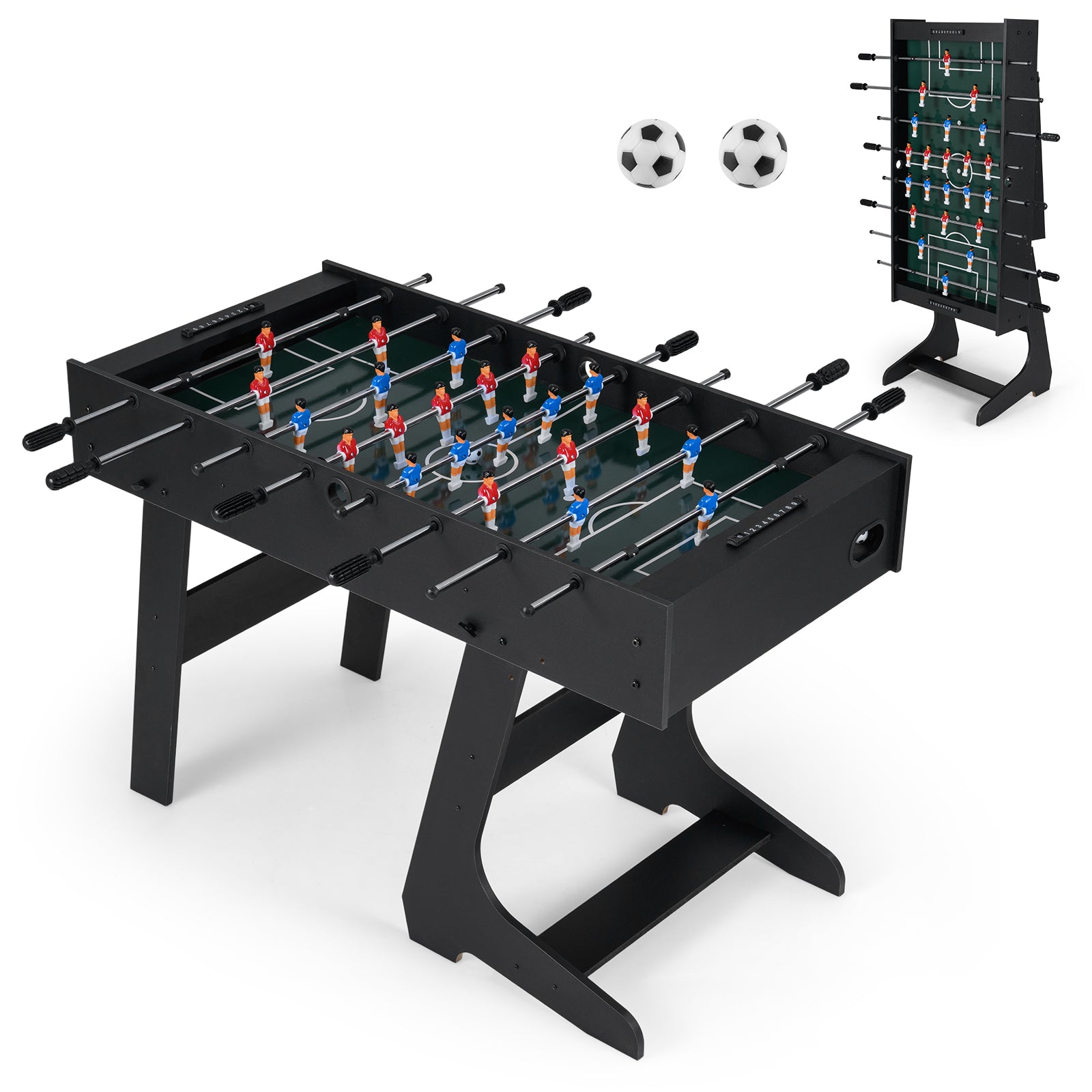 Folding Foosball Table with 22 Players and Slide Scorers Space-Saving Game Table, Black Game Room at Gallery Canada