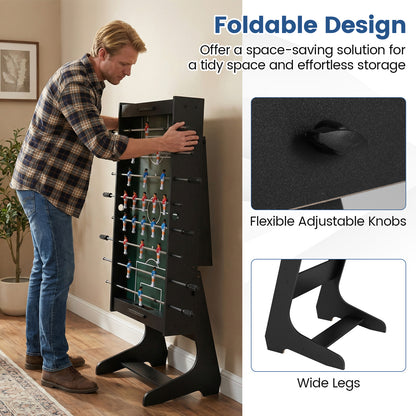 Folding Foosball Table with 22 Players and Slide Scorers Space-Saving Game Table, Black Game Room at Gallery Canada