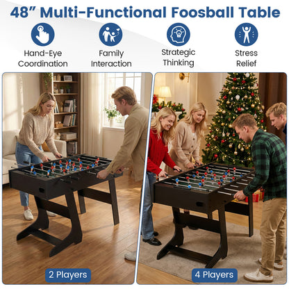 Folding Foosball Table with 22 Players and Slide Scorers Space-Saving Game Table, Black Game Room at Gallery Canada