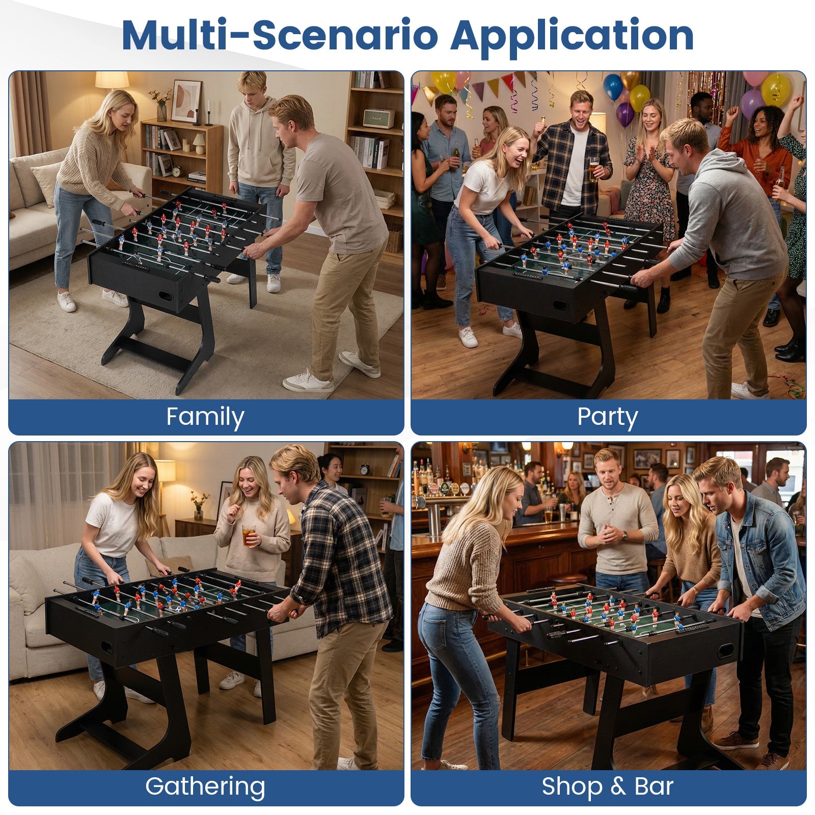 Folding Foosball Table with 22 Players and Slide Scorers Space-Saving Game Table, Black Game Room at Gallery Canada