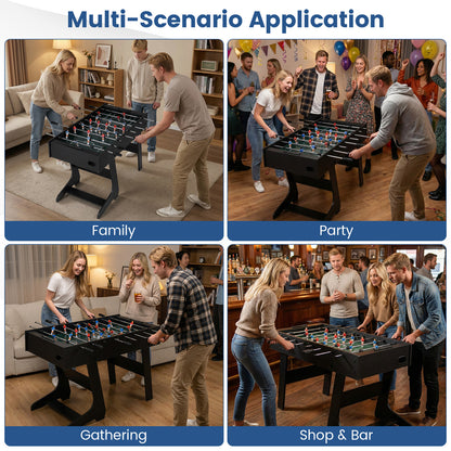 Folding Foosball Table with 22 Players and Slide Scorers Space-Saving Game Table, Black Game Room at Gallery Canada