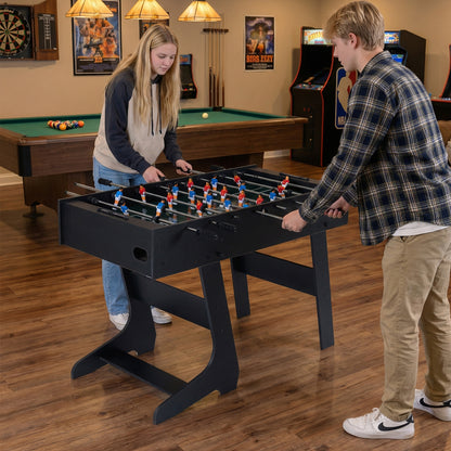 Folding Foosball Table with 22 Players and Slide Scorers Space-Saving Game Table, Black Game Room at Gallery Canada