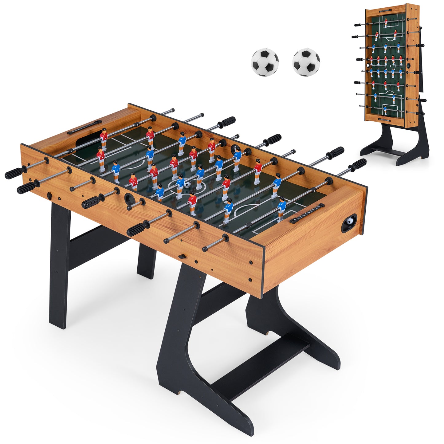 Folding Foosball Table with 22 Players and Slide Scorers Space-Saving Game Table, Natural Game Room at Gallery Canada