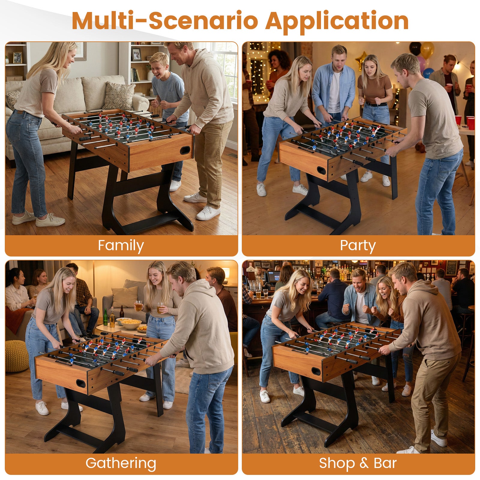 Folding Foosball Table with 22 Players and Slide Scorers Space-Saving Game Table, Natural Game Room at Gallery Canada