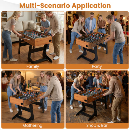 Folding Foosball Table with 22 Players and Slide Scorers Space-Saving Game Table, Natural Game Room at Gallery Canada