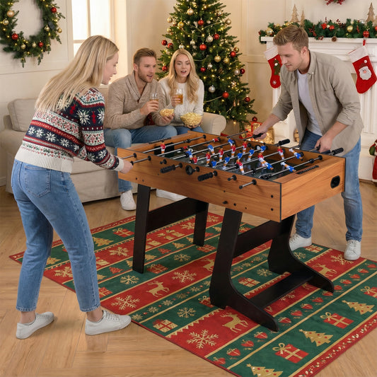 Folding Foosball Table with 22 Players and Slide Scorers Space-Saving Game Table, Natural Game Room Natural at Gallery Canada
