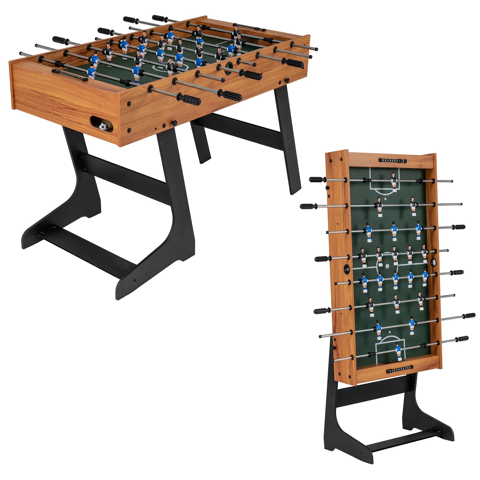 Folding Foosball Table 4ft x 2ft Competition-Sized Soccer Table with 2 Balls and Slide Scorers, Natural Game Room Natural at Gallery Canada