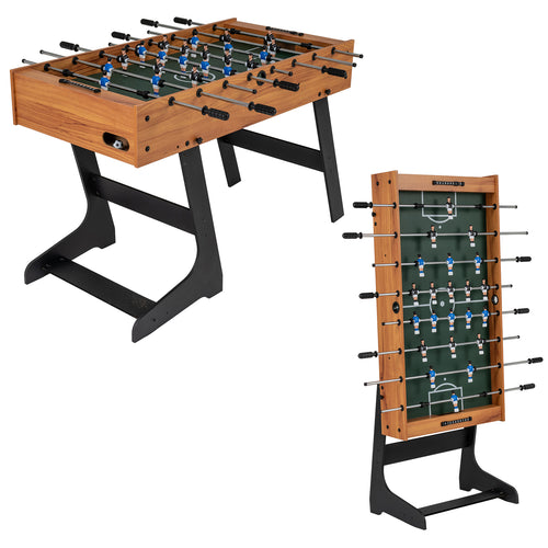 Folding Foosball Table 4ft x 2ft Competition-Sized Soccer Table with 2 Balls and Slide Scorers, Natural