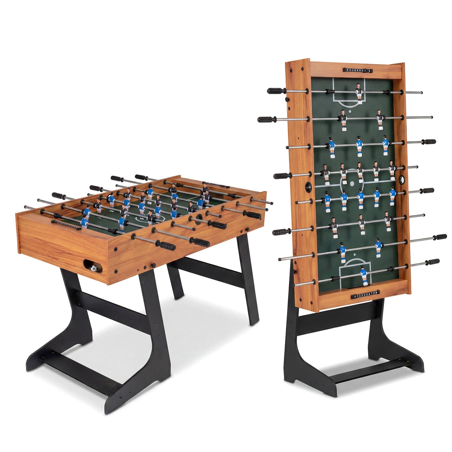 Folding Foosball Table 4ft x 2ft Competition-Sized Soccer Table with 2 Balls and Slide Scorers, Natural Game Room at Gallery Canada