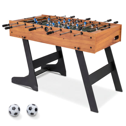 Folding Foosball Table 4ft x 2ft Competition-Sized Soccer Table with 2 Balls and Slide Scorers, Natural Game Room Natural at Gallery Canada