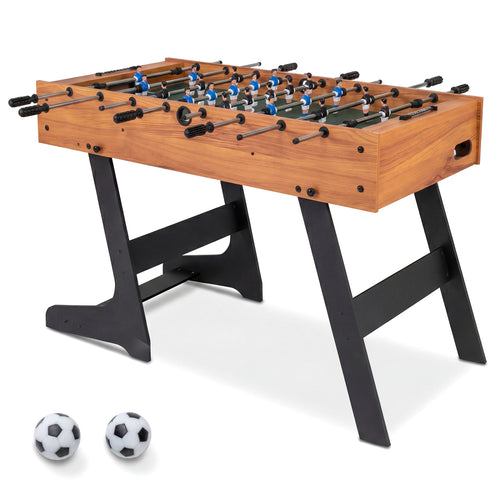 Folding Foosball Table 4ft x 2ft Competition-Sized Soccer Table with 2 Balls and Slide Scorers, Natural