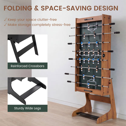 Folding Foosball Table 4ft x 2ft Competition-Sized Soccer Table with 2 Balls and Slide Scorers, Natural Game Room at Gallery Canada