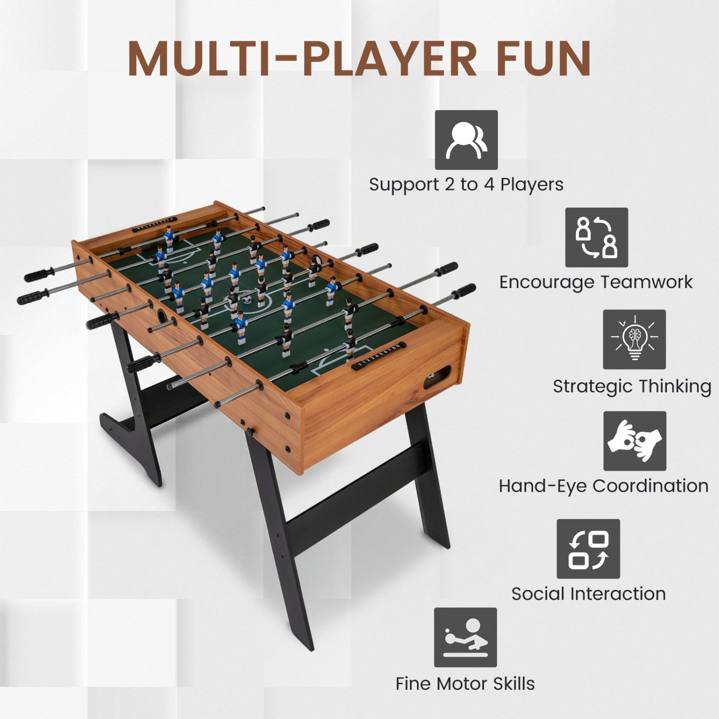 Folding Foosball Table 4ft x 2ft Competition-Sized Soccer Table with 2 Balls and Slide Scorers, Natural Game Room at Gallery Canada