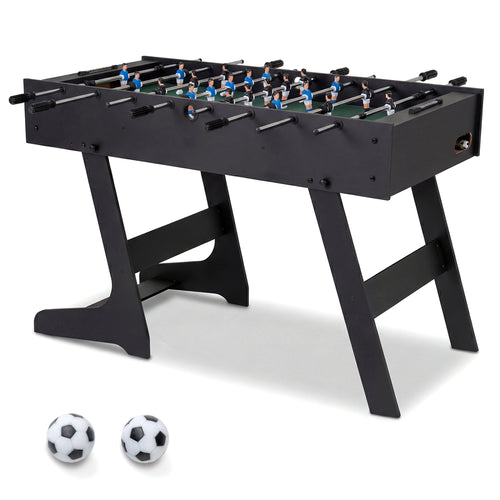 Folding Foosball Table 4ft x 2ft Competition-Sized Soccer Table with 2 Balls and Slide Scorers, Black