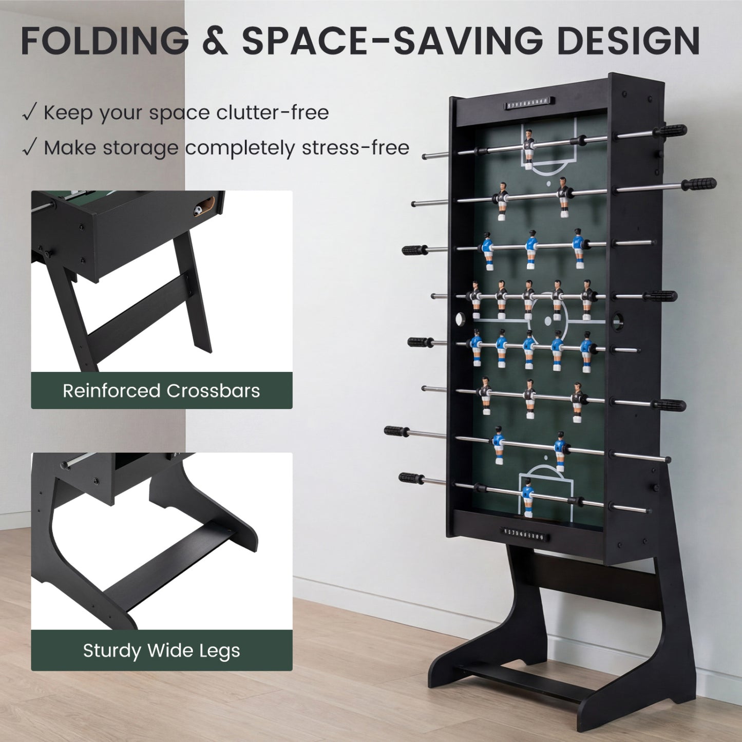 Folding Foosball Table 4ft x 2ft Competition-Sized Soccer Table with 2 Balls and Slide Scorers, Black Game Room at Gallery Canada