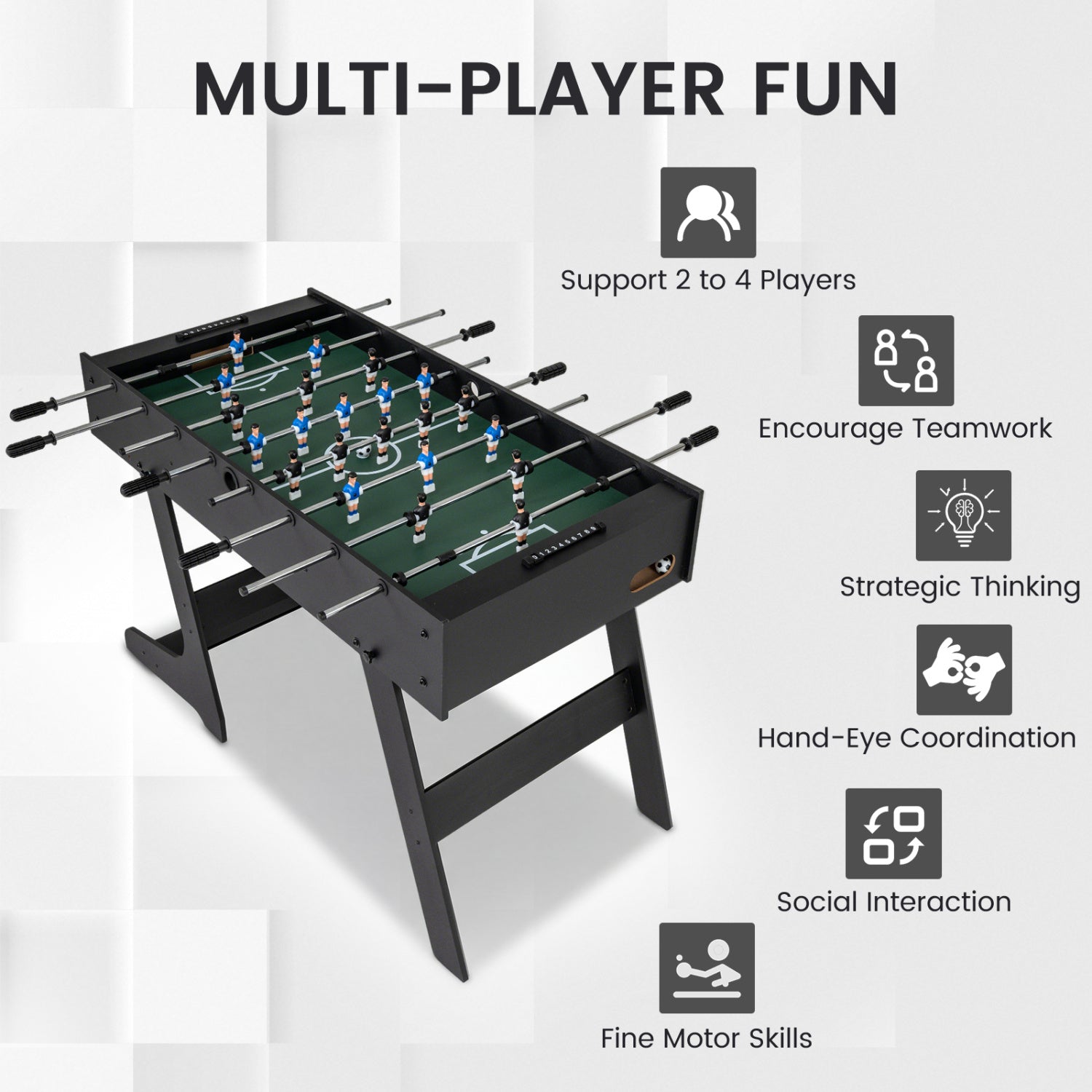 Folding Foosball Table 4ft x 2ft Competition-Sized Soccer Table with 2 Balls and Slide Scorers, Black Game Room at Gallery Canada