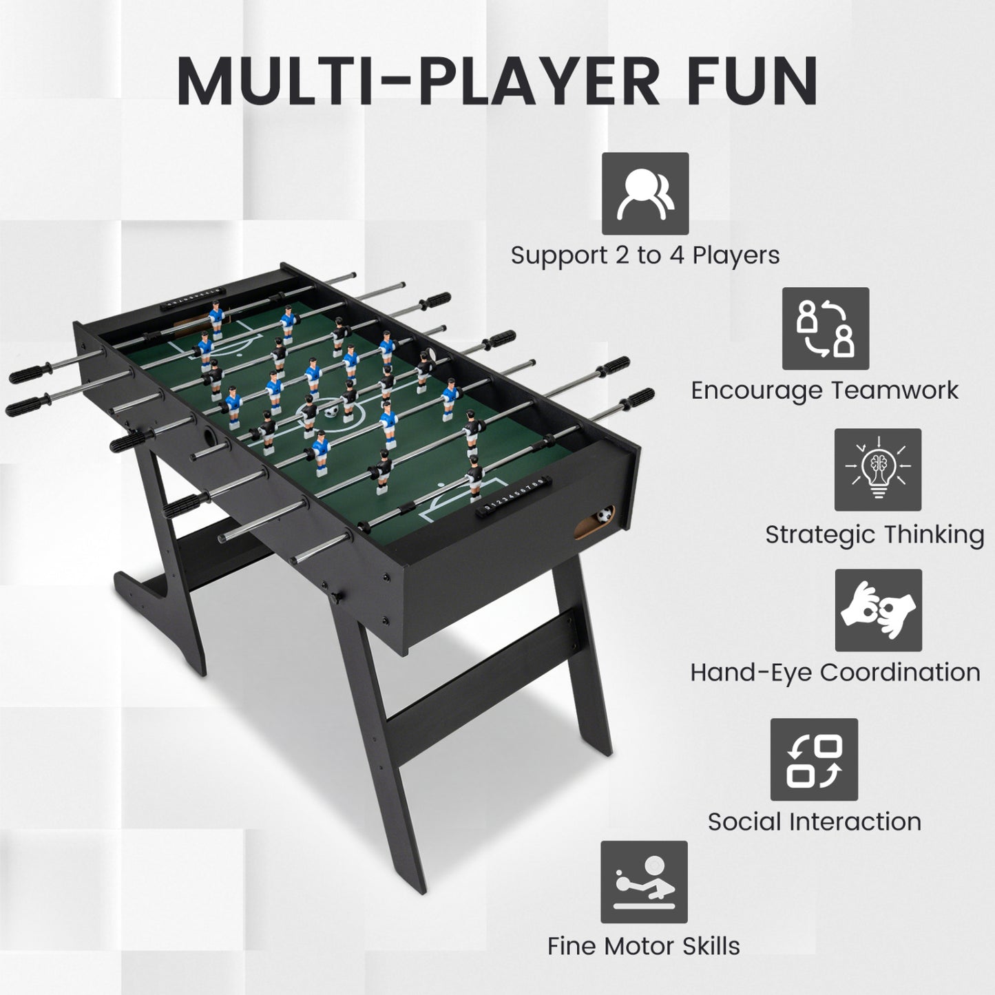 Folding Foosball Table 4ft x 2ft Competition-Sized Soccer Table with 2 Balls and Slide Scorers, Black Game Room at Gallery Canada