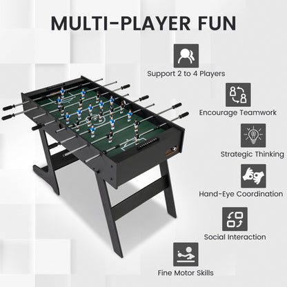 Folding Foosball Table 4ft x 2ft Competition-Sized Soccer Table with 2 Balls and Slide Scorers, Black Game Room at Gallery Canada