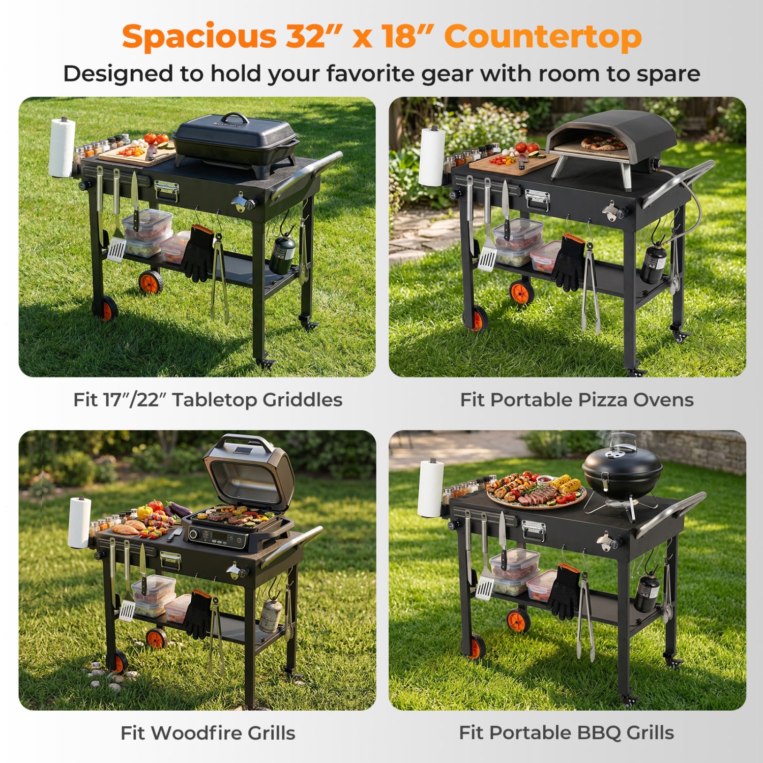 Folding Grill Cart for 17 and 22 Inch Griddles with Heat-Resistant Mat Outdoor Grills at Gallery Canada