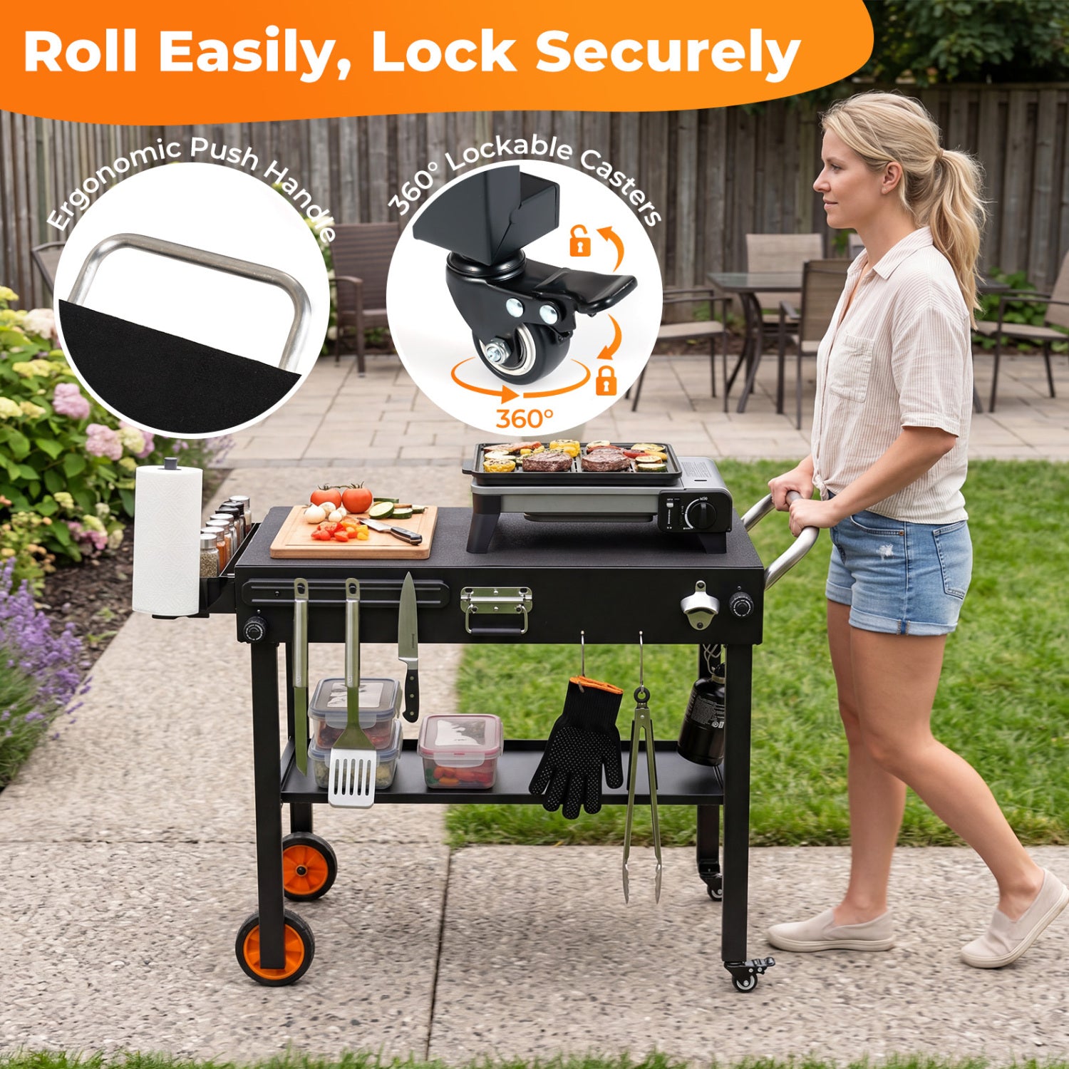 Folding Grill Cart for 17 and 22 Inch Griddles with Heat-Resistant Mat Outdoor Grills at Gallery Canada