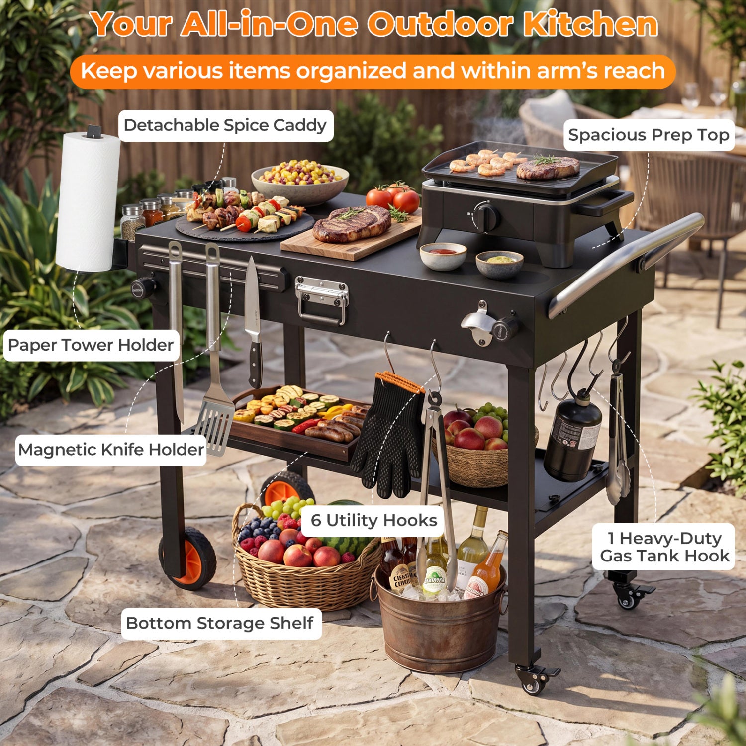 Folding Grill Cart for 17 and 22 Inch Griddles with Heat-Resistant Mat Outdoor Grills at Gallery Canada