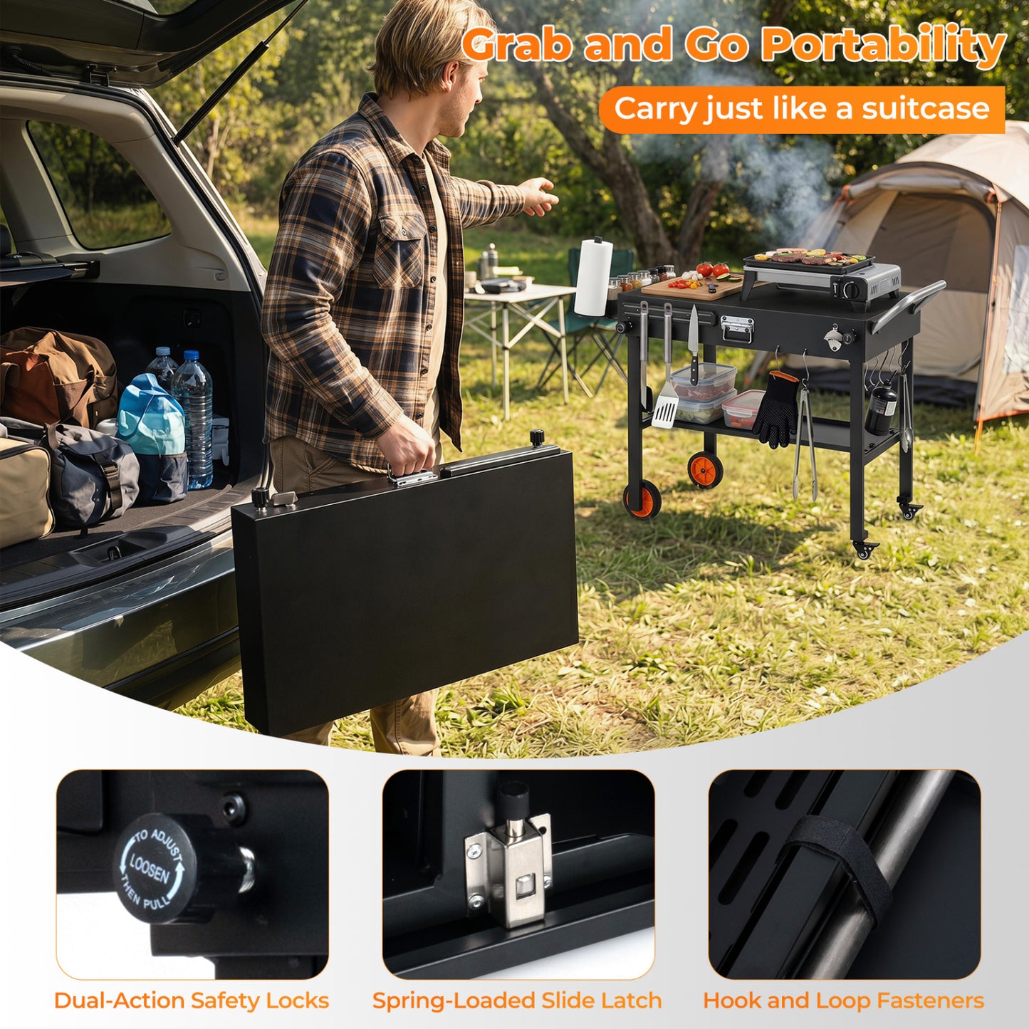 Folding Grill Cart for 17 and 22 Inch Griddles with Heat-Resistant Mat Outdoor Grills at Gallery Canada