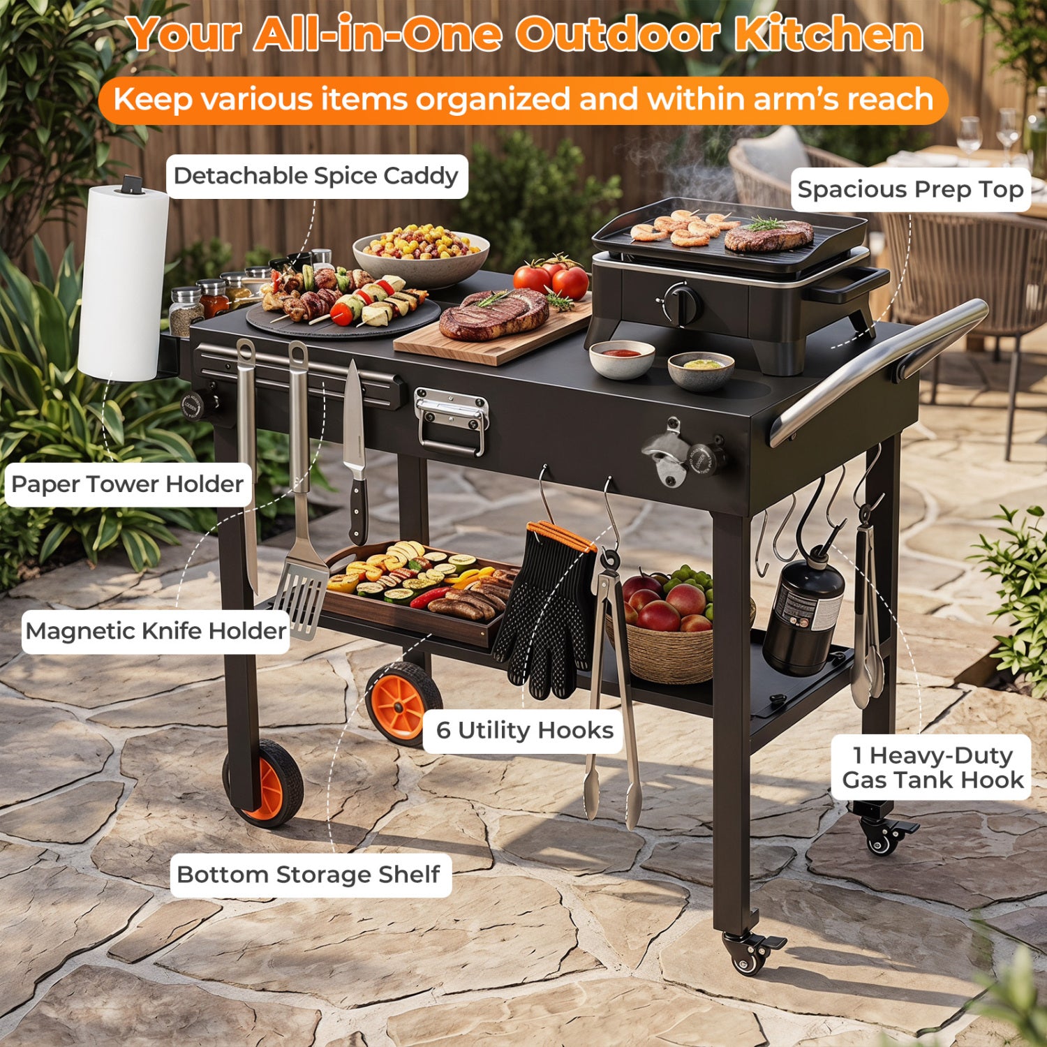 Folding Grill Cart for 17 and 22 Inch Griddles with Heat-Resistant Mat Outdoor Grills at Gallery Canada