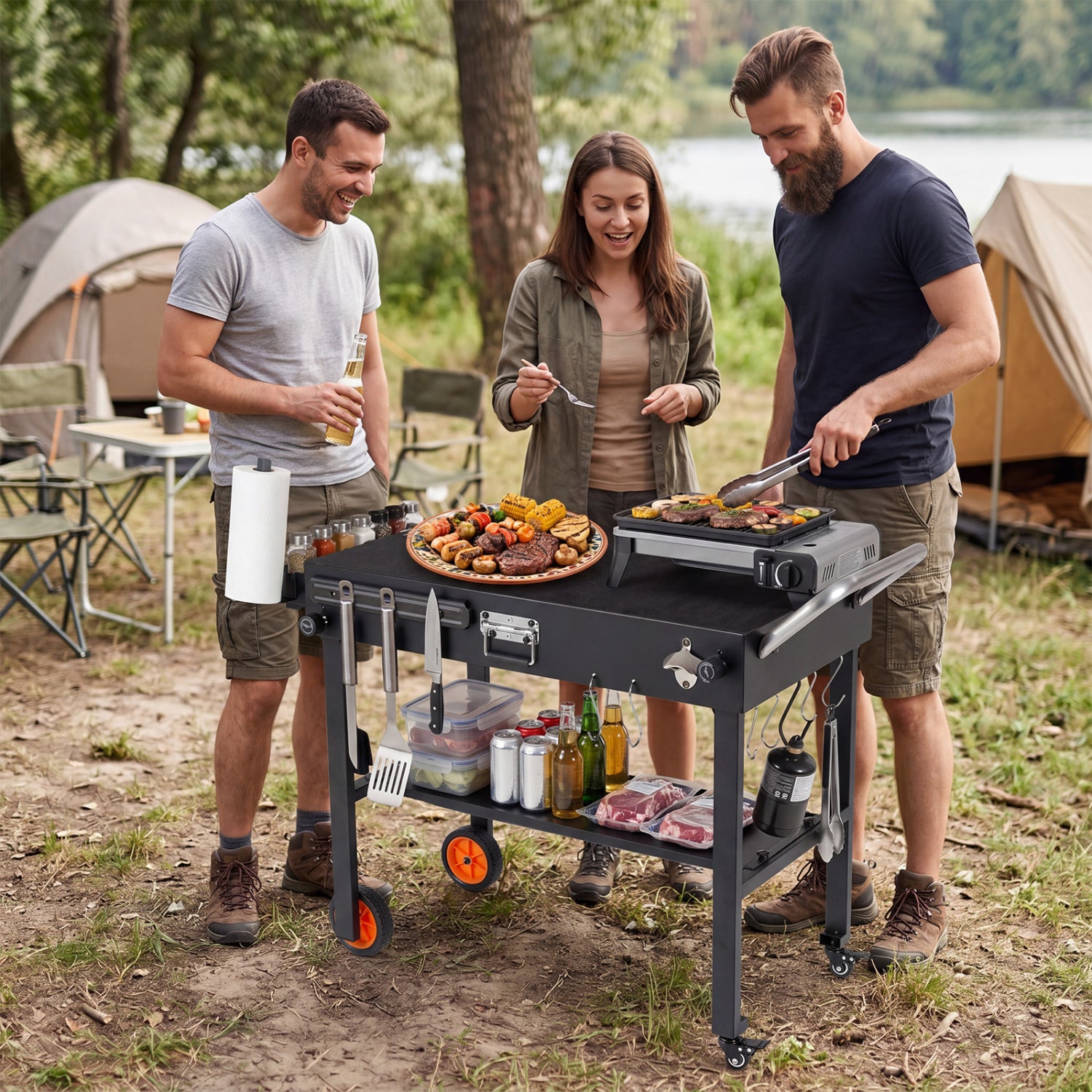 Folding Grill Cart for 17 and 22 Inch Griddles with Heat-Resistant Mat Outdoor Grills at Gallery Canada