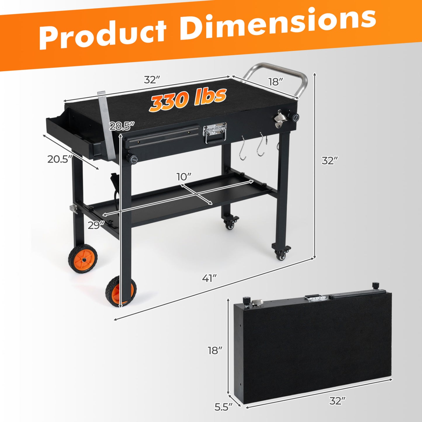 Folding Grill Cart for 17 and 22 Inch Griddles with Heat-Resistant Mat Outdoor Grills at Gallery Canada