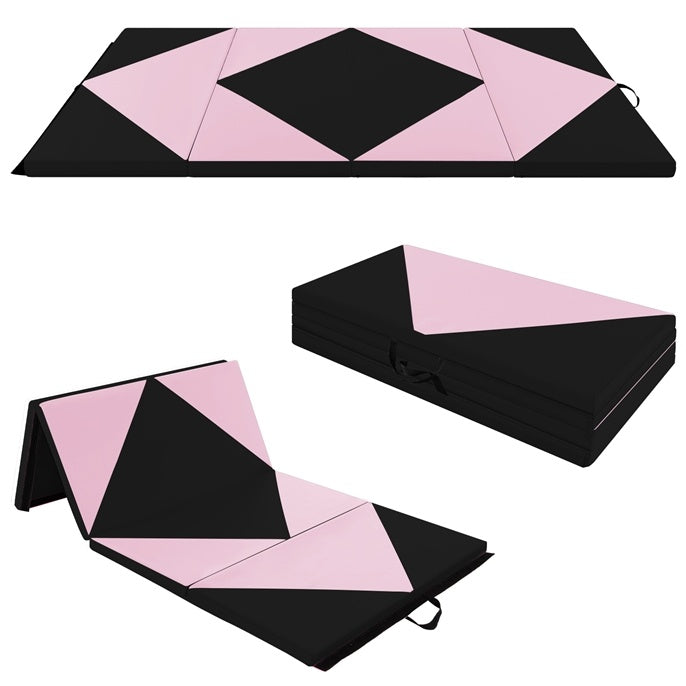 Folding Gymnastics Mat & Portable Floor Balance Beam Set Yoga & Gym Mats Pink + Black at Gallery Canada