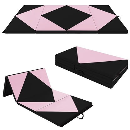 Folding Gymnastics Mat & Portable Floor Balance Beam Set Yoga & Gym Mats Pink + Black at Gallery Canada