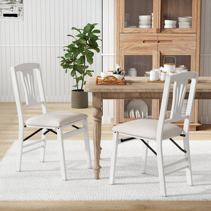 Folding Kitchen Chairs Set of 2 Upholstered Dining Chairs with Comfy Padded Seats, White Dining Chairs at Gallery Canada
