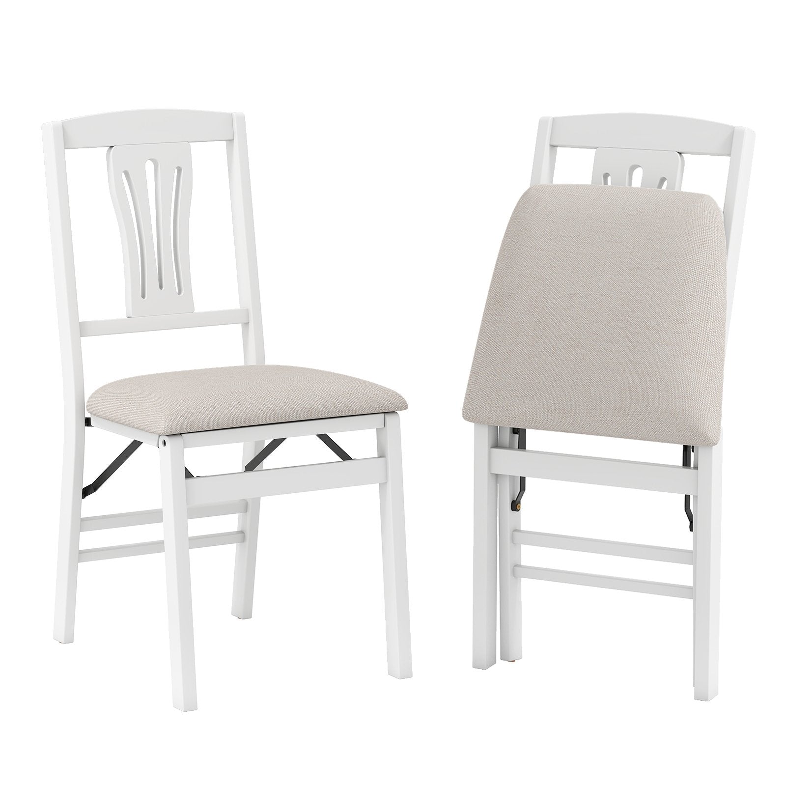Folding Kitchen Chairs Set of 2 Upholstered Dining Chairs with Comfy Padded Seats, White Dining Chairs White at Gallery Canada