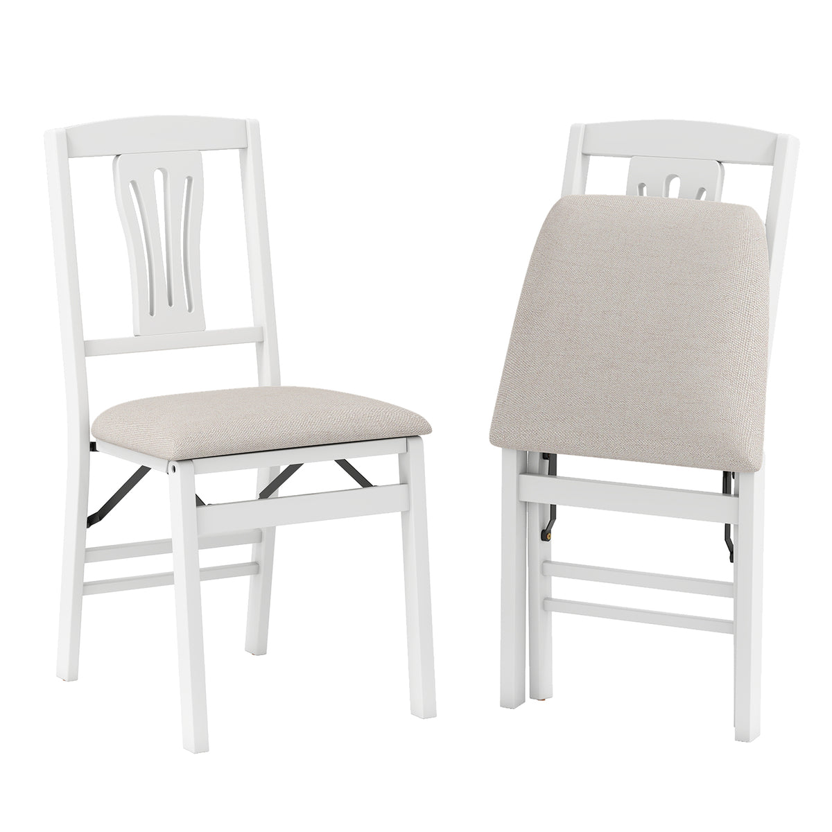 Folding Kitchen Chairs, Set of 2, Upholstered Dining Chairs, White Dining Chairs at Gallery Canada