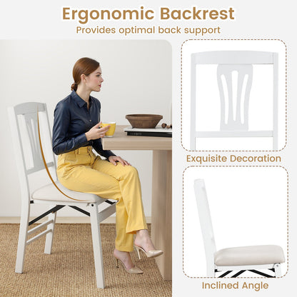 Folding Kitchen Chairs Set of 2 Upholstered Dining Chairs with Comfy Padded Seats, White Dining Chairs at Gallery Canada