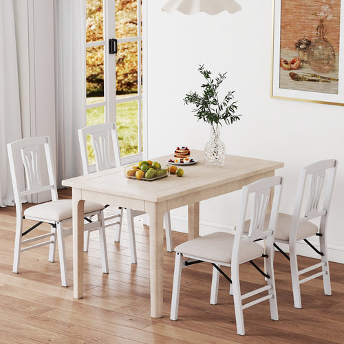 Folding Kitchen Chairs Set of 4 Upholstered Dining Chairs with Comfy Padded Seats, White