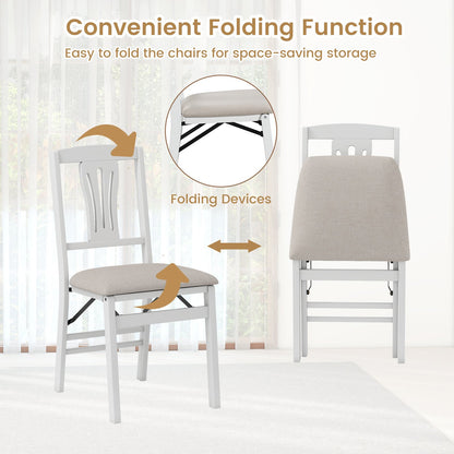 Folding Kitchen Chairs Set of 4 Upholstered Dining Chairs with Comfy Padded Seats, White Dining Chairs at Gallery Canada