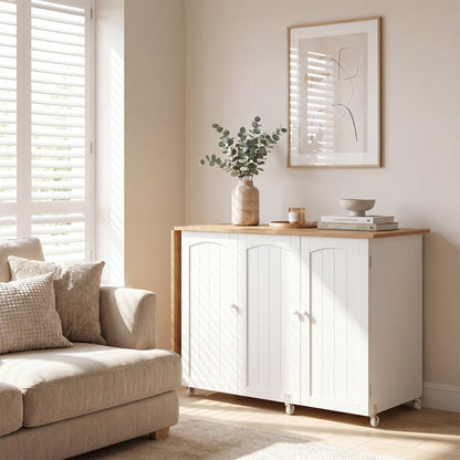 Folding Large Sewing Table With Storage, Beige Sewing Tables at Gallery Canada
