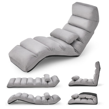 Folding Lazy Sofa Couch with Pillow, Gray Floor Chairs at Gallery Canada