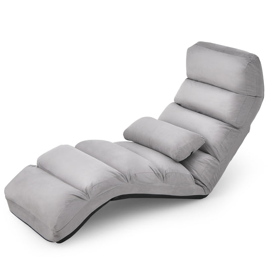 Folding Lazy Sofa Couch with Pillow, Gray Floor Chairs Gray at Gallery Canada