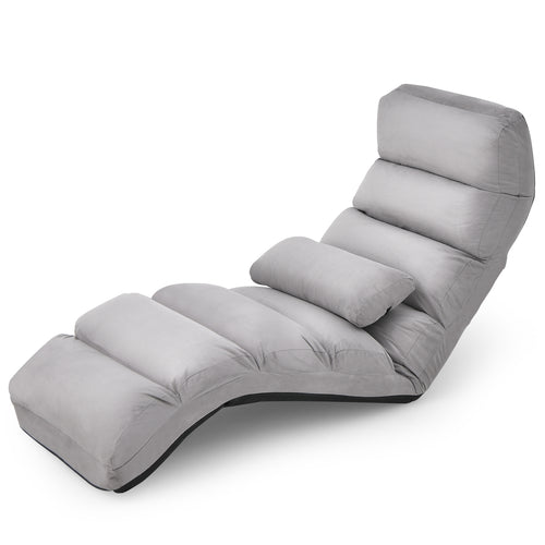 Folding Lazy Sofa Couch with Pillow, Gray