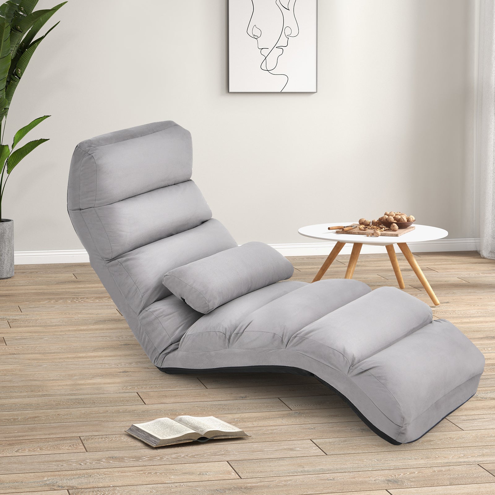 Folding Lazy Sofa Couch with Pillow, Gray Floor Chairs at Gallery Canada