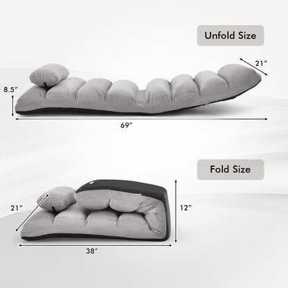 Folding Lazy Sofa Couch with Pillow, Gray Floor Chairs at Gallery Canada