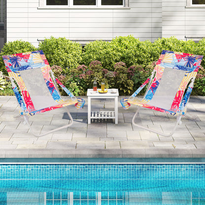 Folding Low Beach Chair Set of 2 Patio Sling Chairs with Padded Head Pillow, Pink Outdoor Benches at Gallery Canada